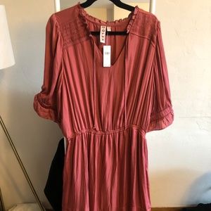 Anthropologie 1x (16) Satin Dress in Spicy Blush